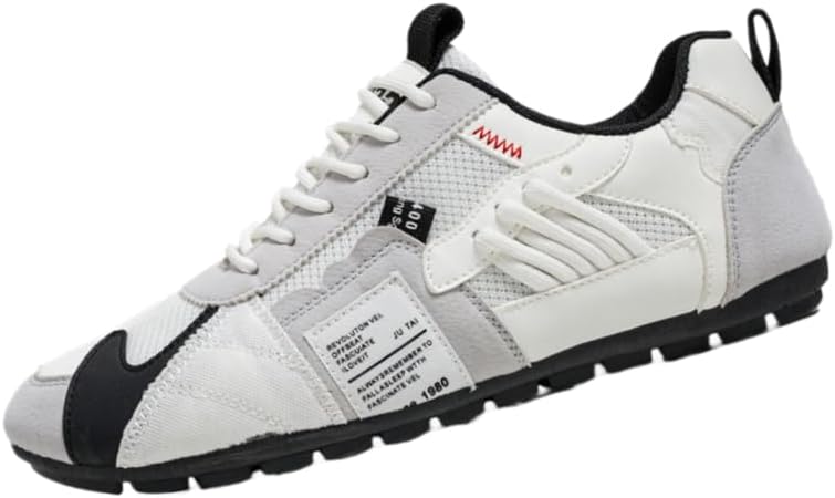 

Мужские кроссовки в винтажном стиле с сеткой - дышащие, повседневного дизайна с противоскользящей подошвой - весна/лето/осень Hoalox, Milky