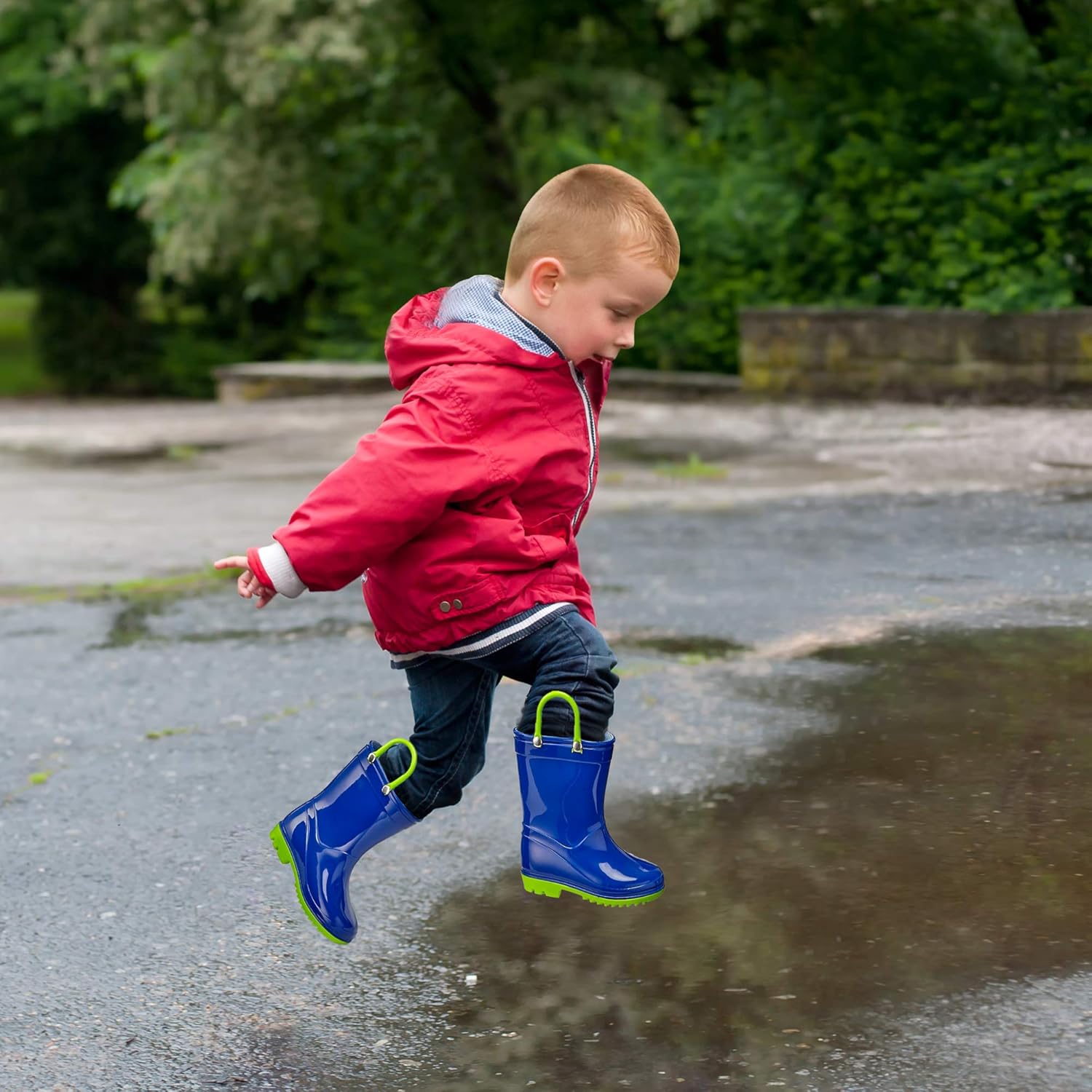 Водонепроницаемые ПВХ сандалии Puddle Play для малышей и детей с ручками для легкого надевания - легкие противоскользящие сапоги для мальчиков и девочек, темно-синий — фото 3