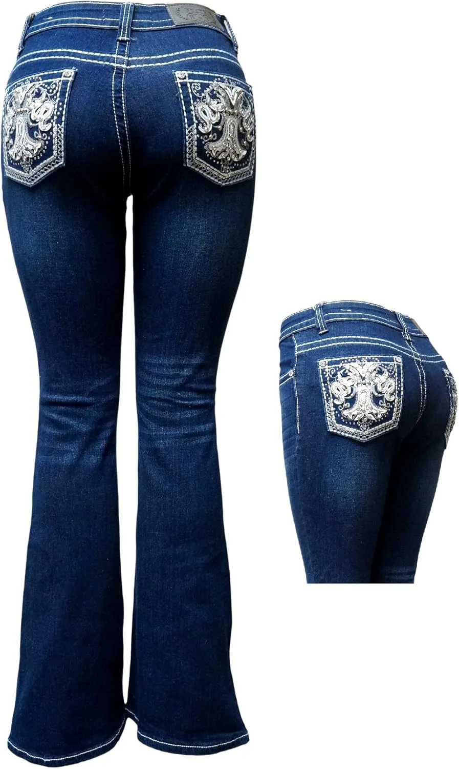 

Джинсы Jack David H&Y U-Cute Rose 2 с пайетками и клапанными карманами LA Idol Jack David