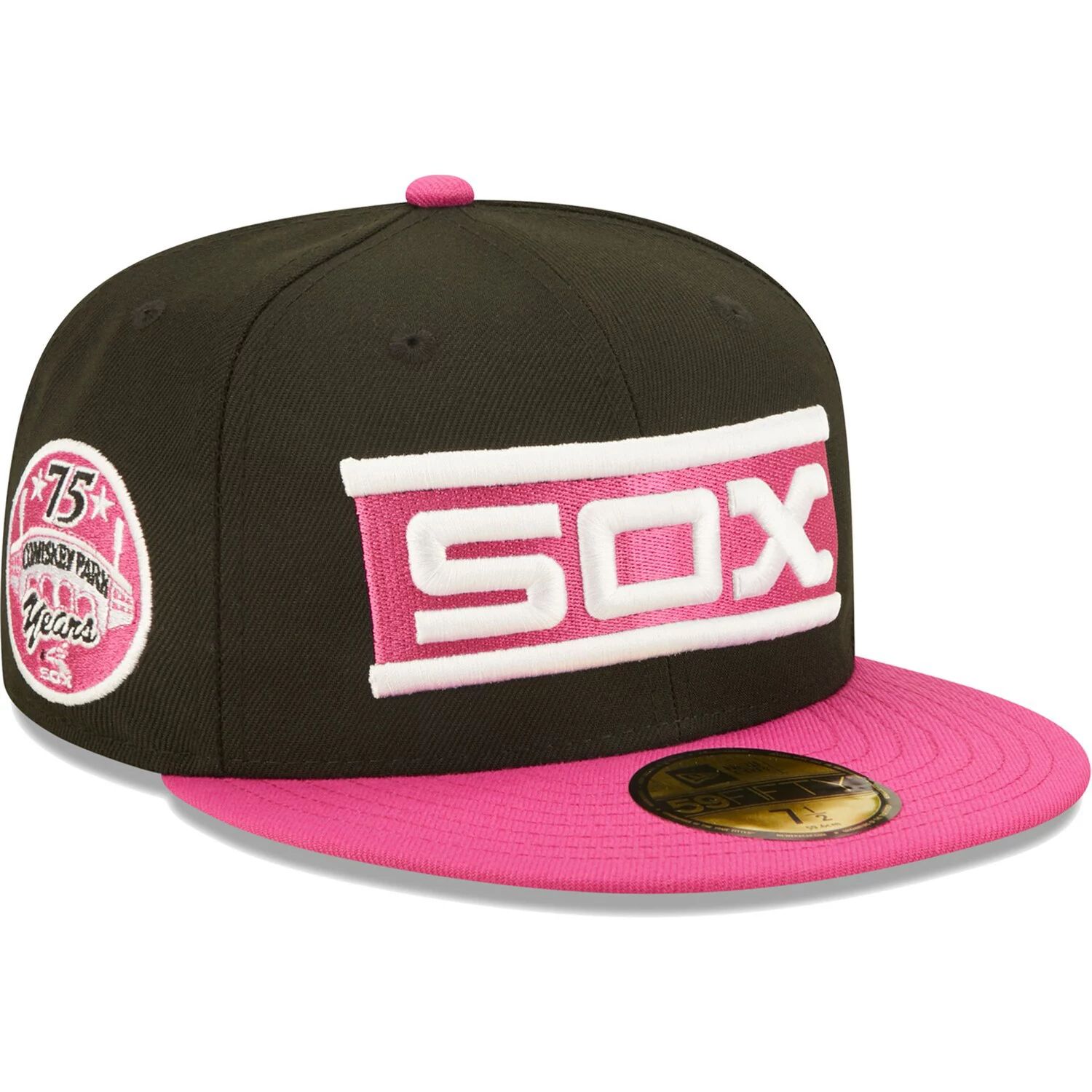 

Мужская облегающая шляпа New Era черного/розового цвета Chicago White Sox Comiskey Park 75th Anniversary Passion 59FIFTY