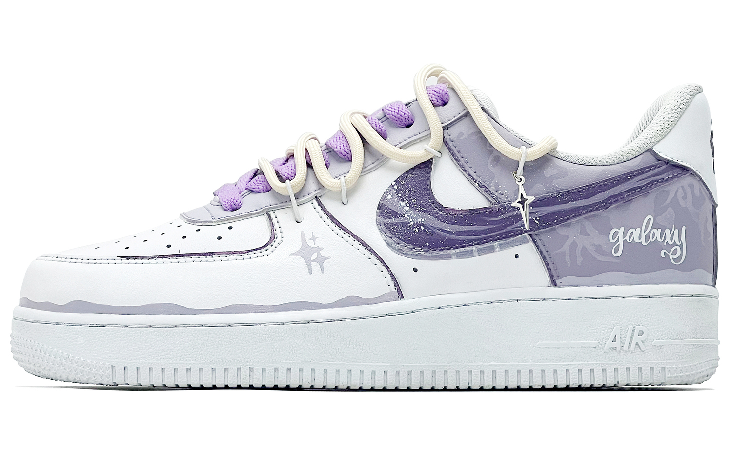 

Кроссовки для скейтбординга Air Force 1 Slip Resistant Abrasion Resistant Cushioning Low top Kids' White Purple Unisex Nike, белый фиолетовый