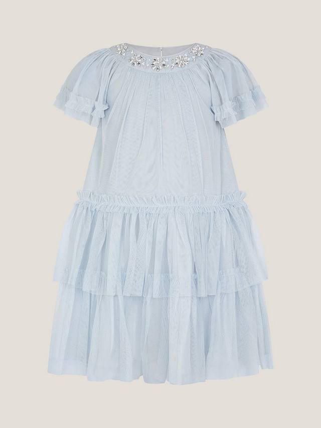 

Платье Baby Anastasia из тюля с ярусами Monsoon, Pale Blue