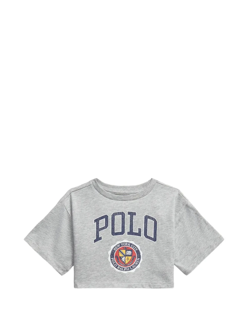 Укороченный топ с графическим принтом Polo Ralph Lauren Kids, серый