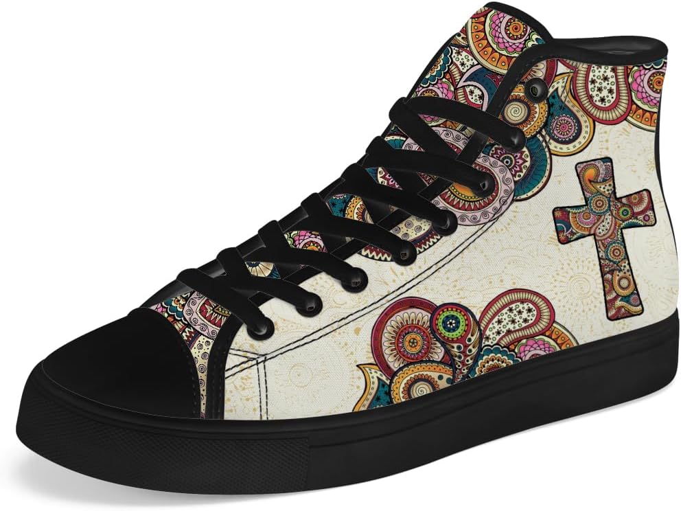 

Кеды на высокой подошве chebing для мужчин и женщин, Faith Over Fear, с верхом из ткани, шнуровкой, повседневные, подарок для мужчин и женщин, 615 Multicolor