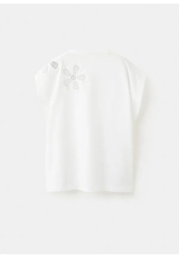Футболка с детским принтом Mango Kids, Off White — фото 2