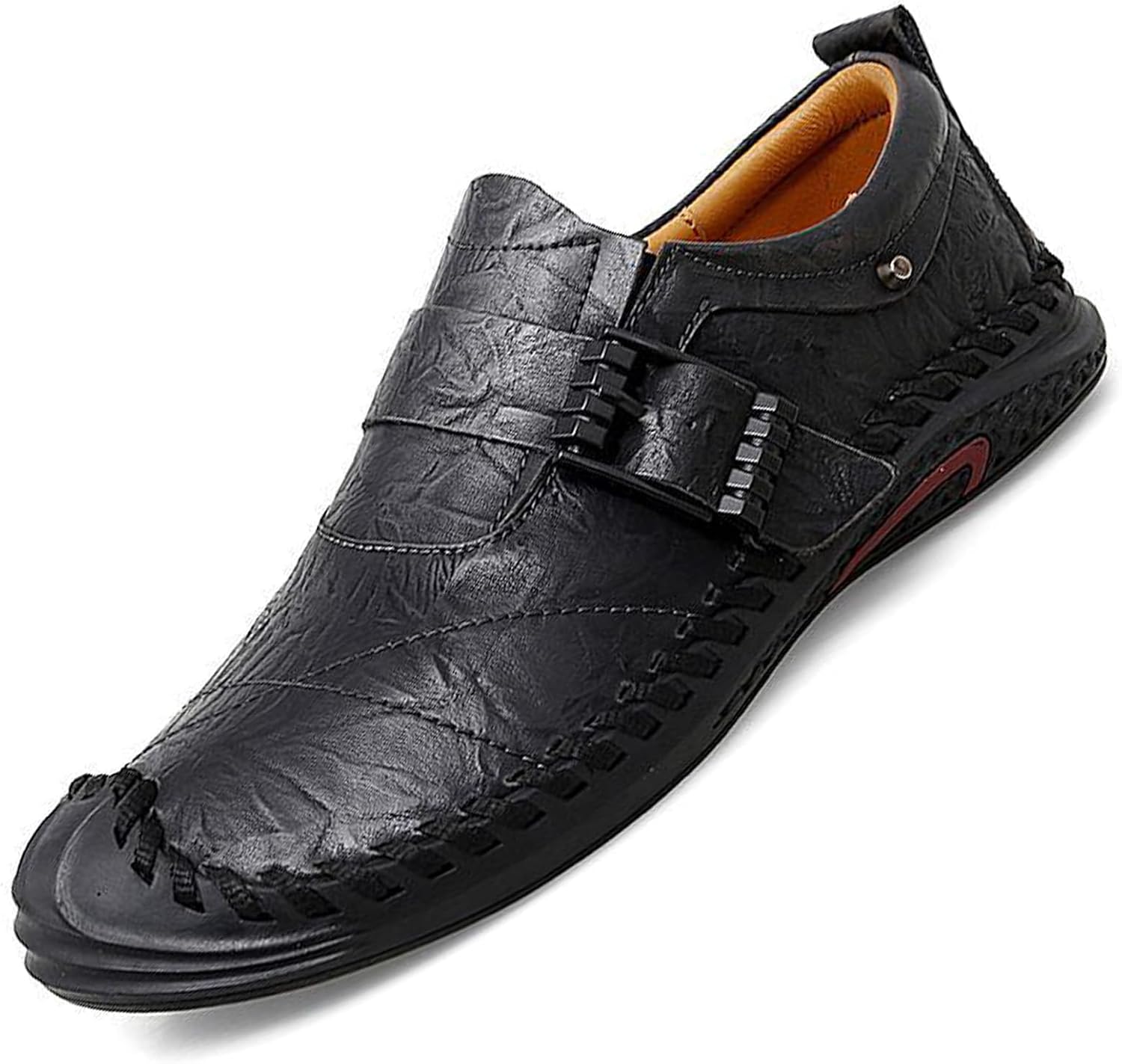 

Мужские повседневные лоферы AngryMonkey, ручная работа, кожаные слипоны, стильные, с плоской мягкой подошвой, нескользящие, комфортные, для прогулок и работы на улице, черный