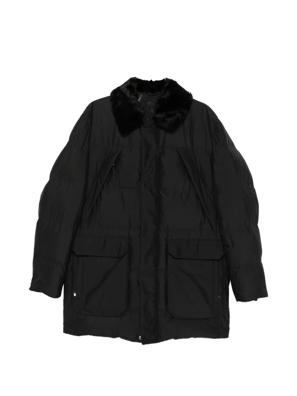 

Куртка с карманами и меховым воротником Corneliani, черный