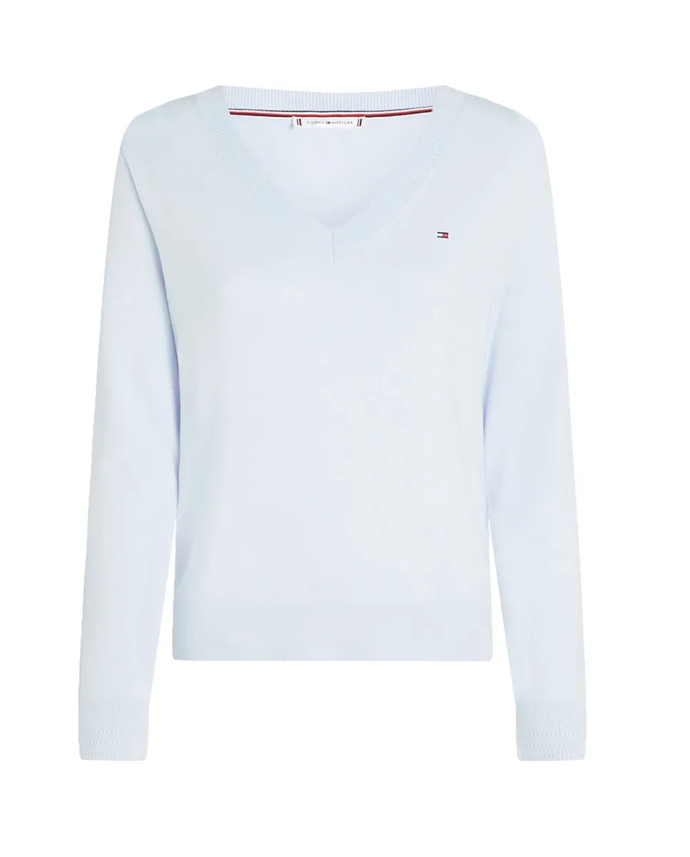 

Женский свитер с длинными рукавами и V-образным вырезом Tommy Hilfiger Curve, голубой