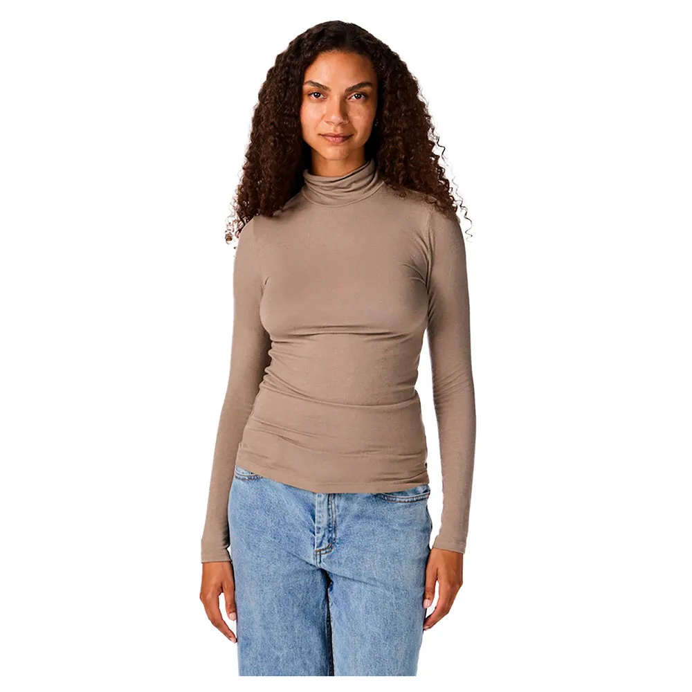

Футболка Yas Woola long sleeve high neck, коричневый