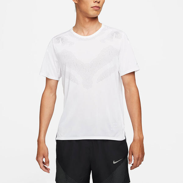 Футболка dri fit run division rise 365 однотонные с круглым вырезом и светоотражающими короткими рукавами Nike, белый — фото 2