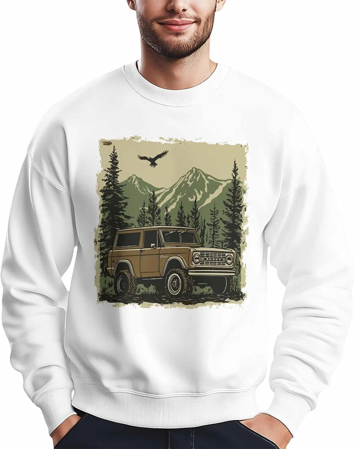 

Мужской свитшот с принтом Off-road Forest Car Winvebermior