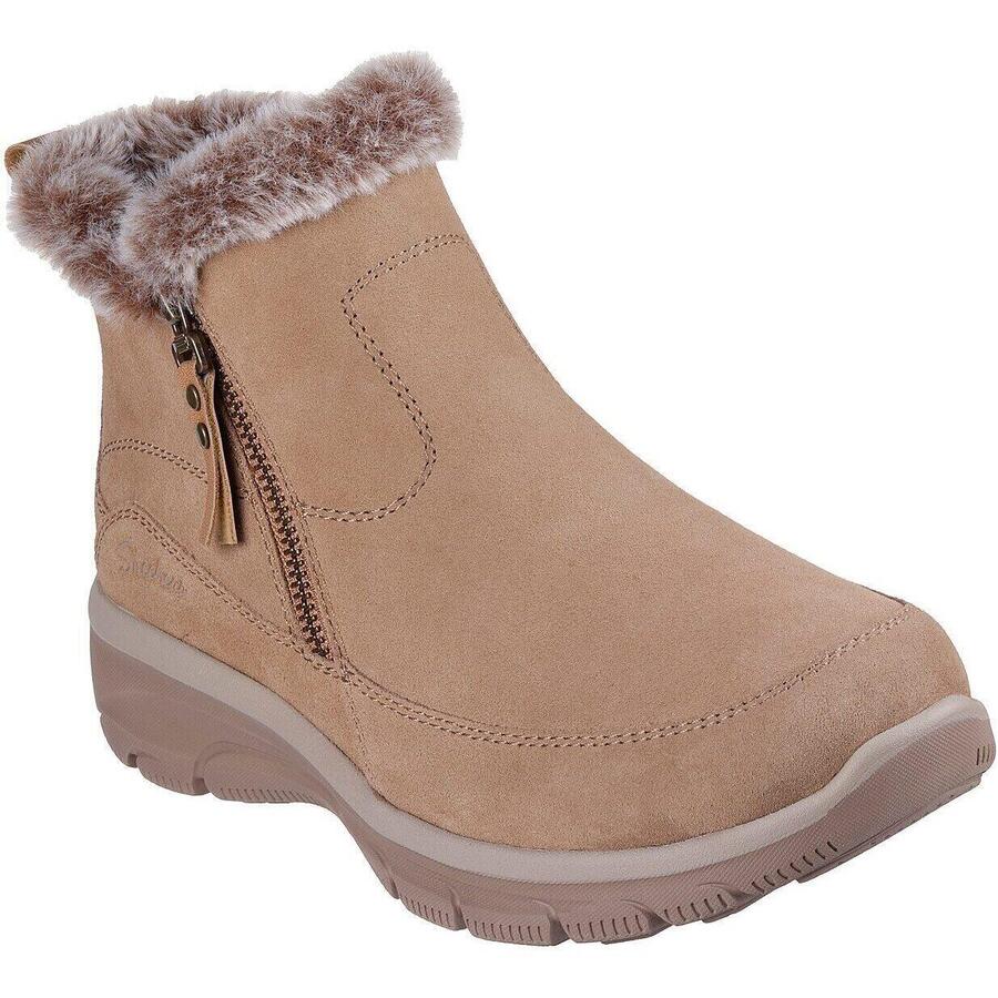 Skechers Easy Going — классные ботинки на молнии, коричневые, женские