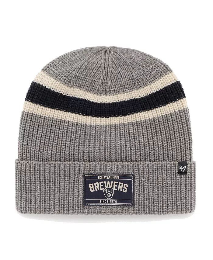

Мужская графитовая вязаная шапка Milwaukee Brewers Penobscot с манжетами '47 Brand, серый