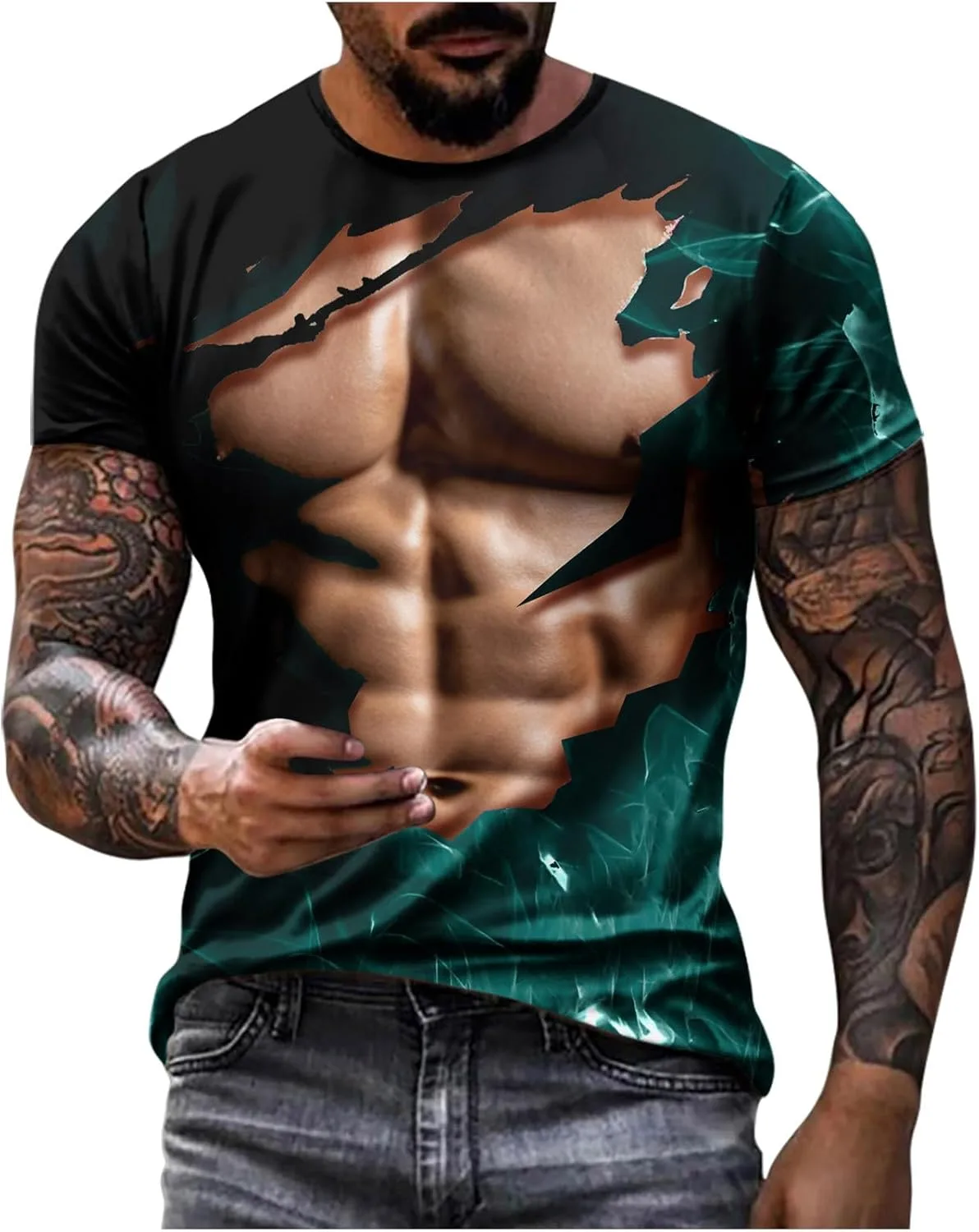 

Футболка Funny Shirts для мужчин, летняя, с коротким рукавом и принтом Muscle Muscularfit