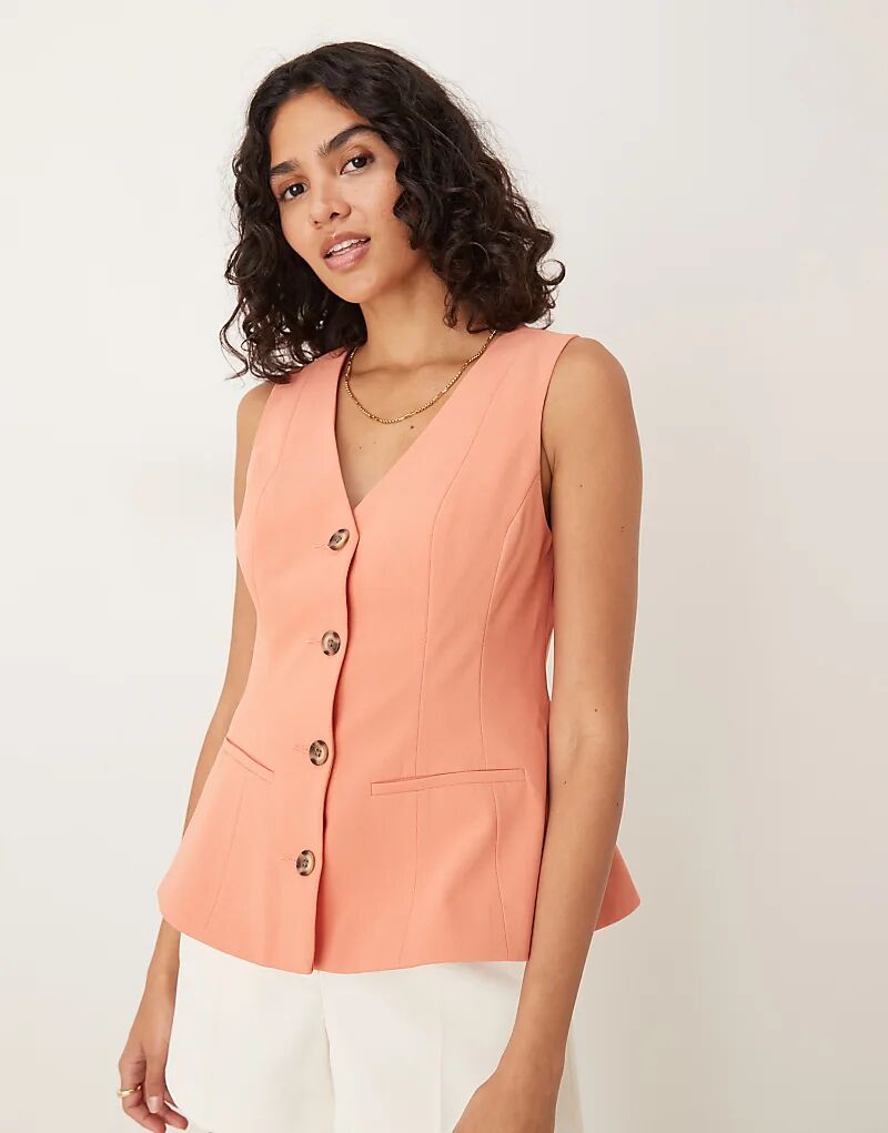 

Жилет с баской ASOS DESIGN кораллового цвета