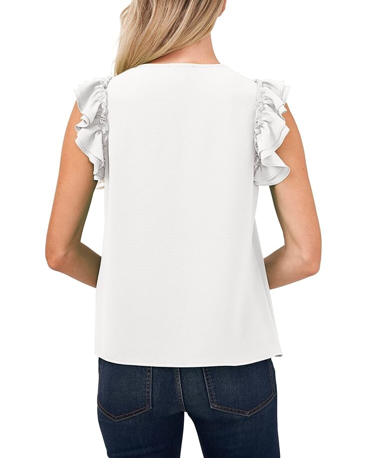 

Блуза CeCe Double Ruffle Button Front Blouse, цвет New Ivory