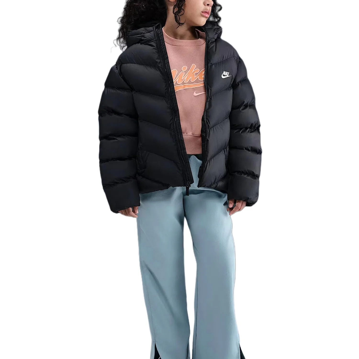 Куртка капюшон Nike Kids Jackets Hooded Moderate черная — фото 2
