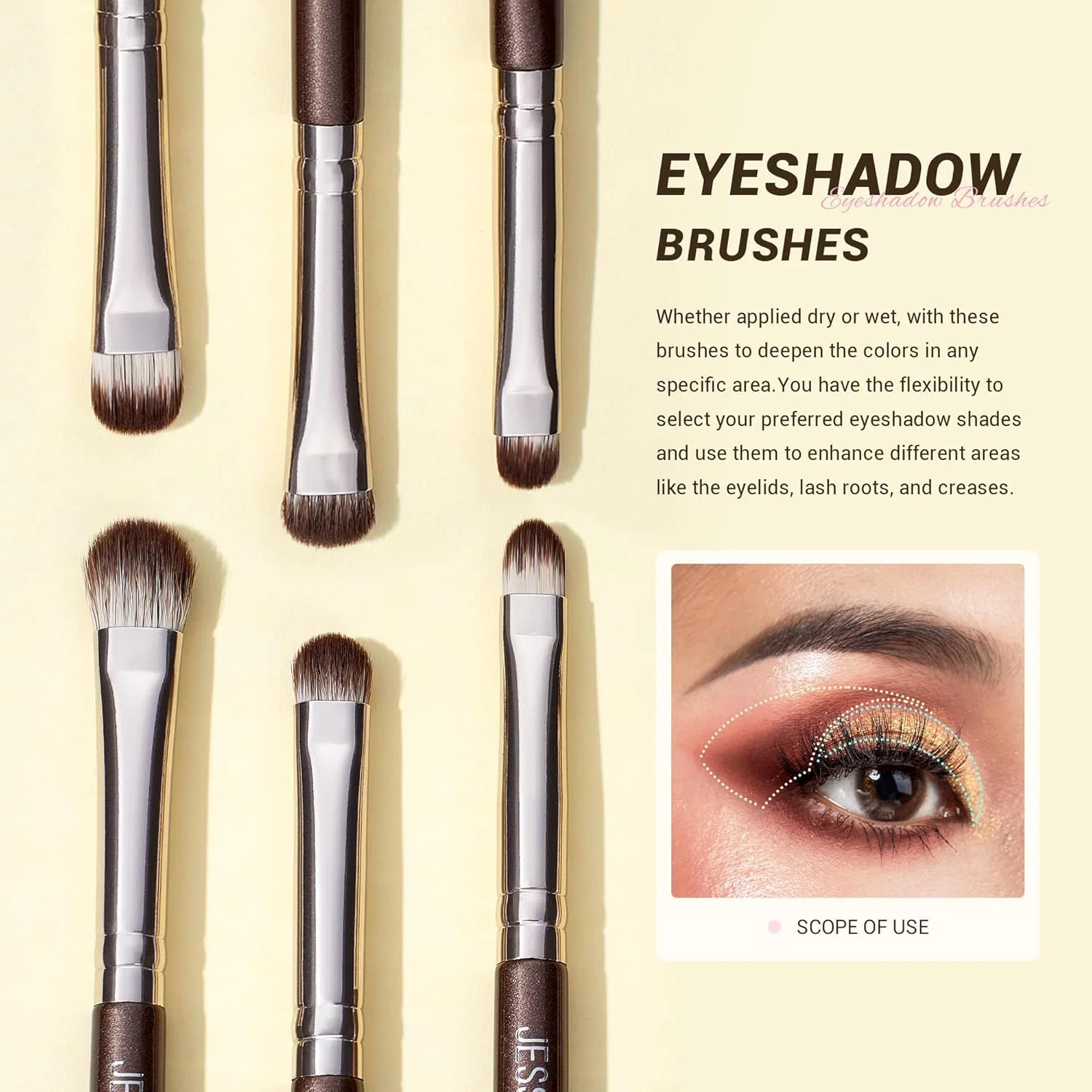 Набор кистей для макияжа из 15 предметов «T499» от Jessup Jessup, G-Shimmer Brown — фото 4