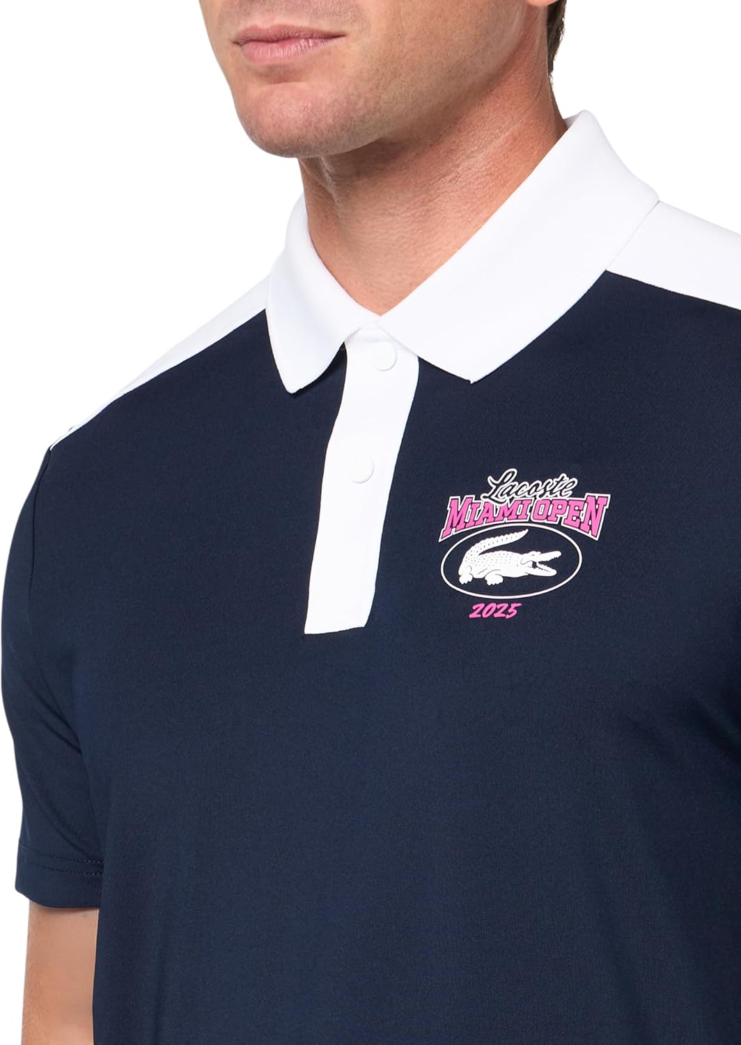 Lacoste мужская теннисная поло Sport Miami Open Color Block, Navy Blue/White — фото 3