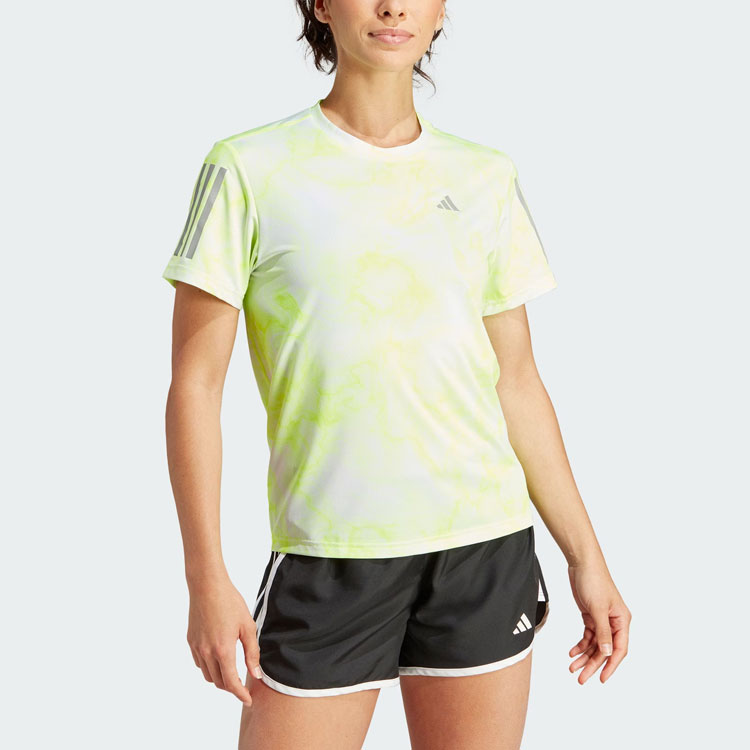 Adidas Футболка для бега с принтом Allover для женщин Bright Lemon — фото 4
