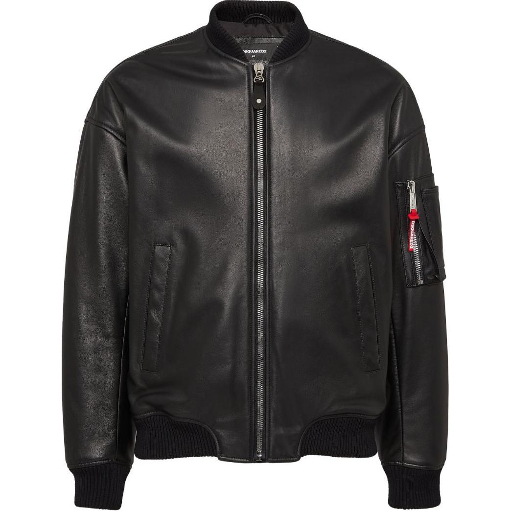 

DSQUARED 2 Кожаная куртка-бомбер, Black