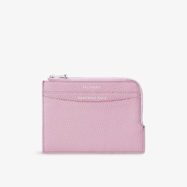 

Zipped grained leather travel wallet Aspinal Of London, сиреневый