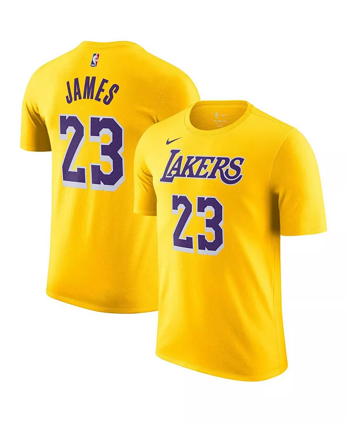 

Мужская футболка LeBron James Gold с именем и номером Los Angeles Lakers Nike