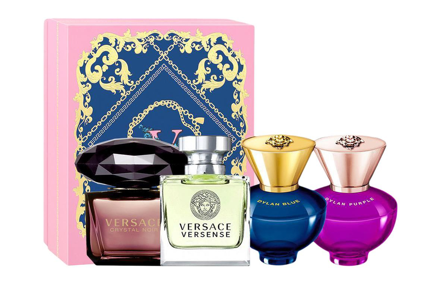 

Набор мини-парфюмов для женщин Heartbeat, Eau De Parfum и Eau De Toilette, гранат и помело, четыре предмета VERSACE