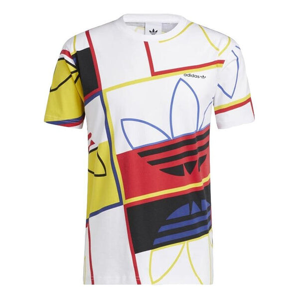

Футболка originals contrasting colors full print logo sports round neck short sleeve white Adidas, белый