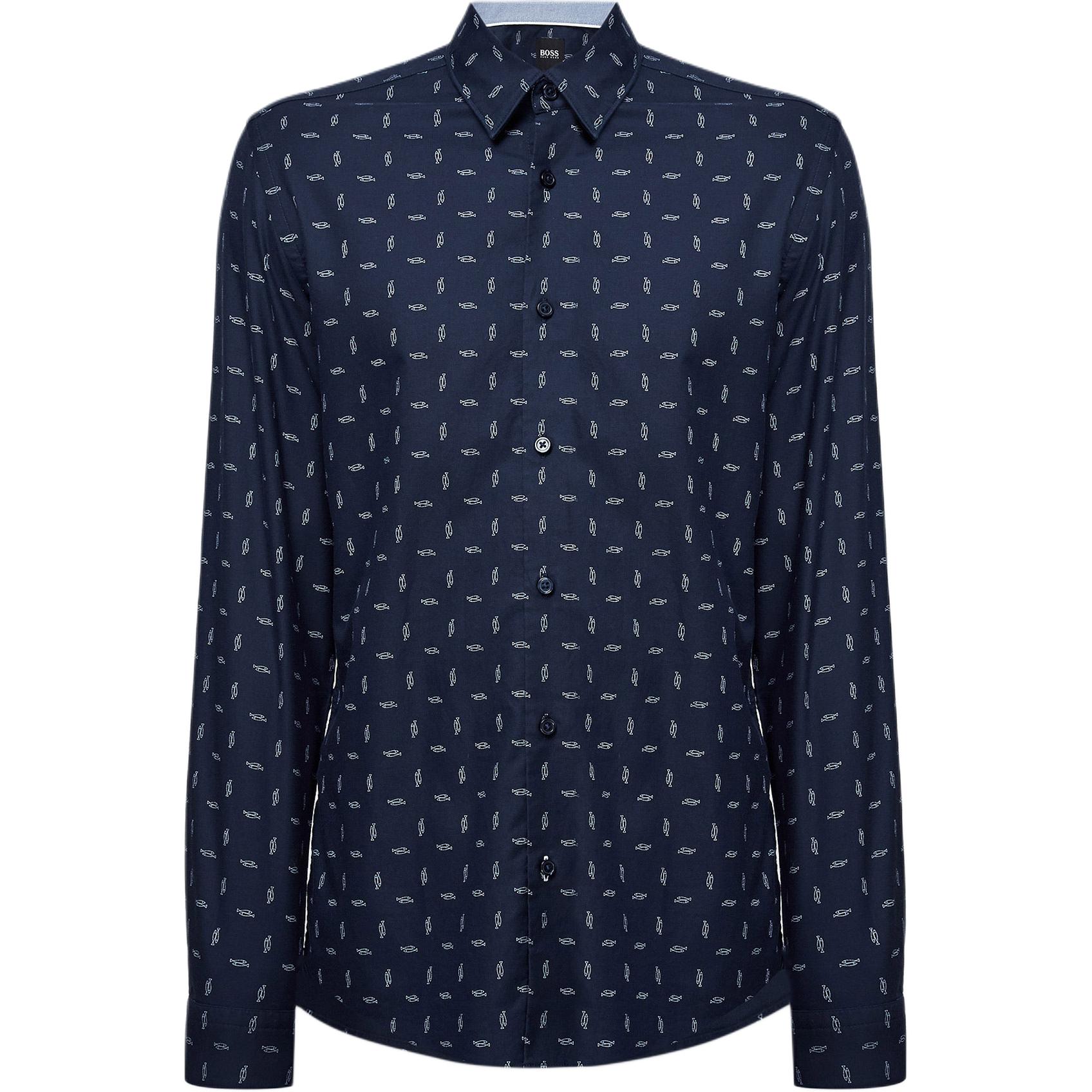 

HUGO BOSS Мужская рубашка темно-синего цвета
