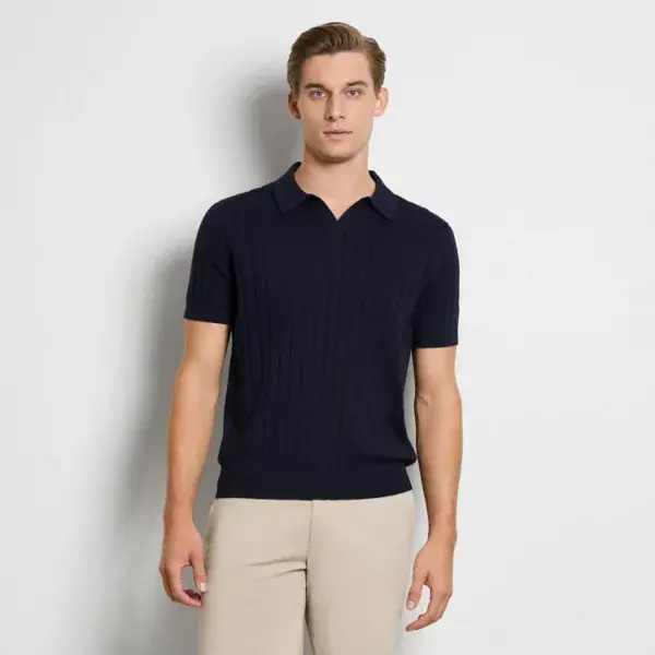 

Мужской элегантный свитер-поло с воротником-стойкой Van Heusen, цвет black iris hthr