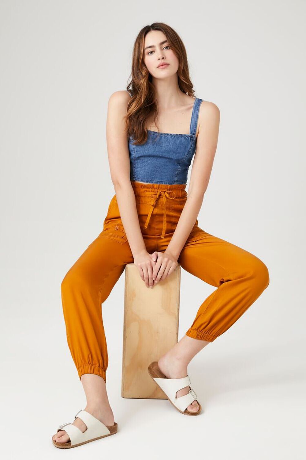 

Джоггеры из шамбре на шнурке Forever 21