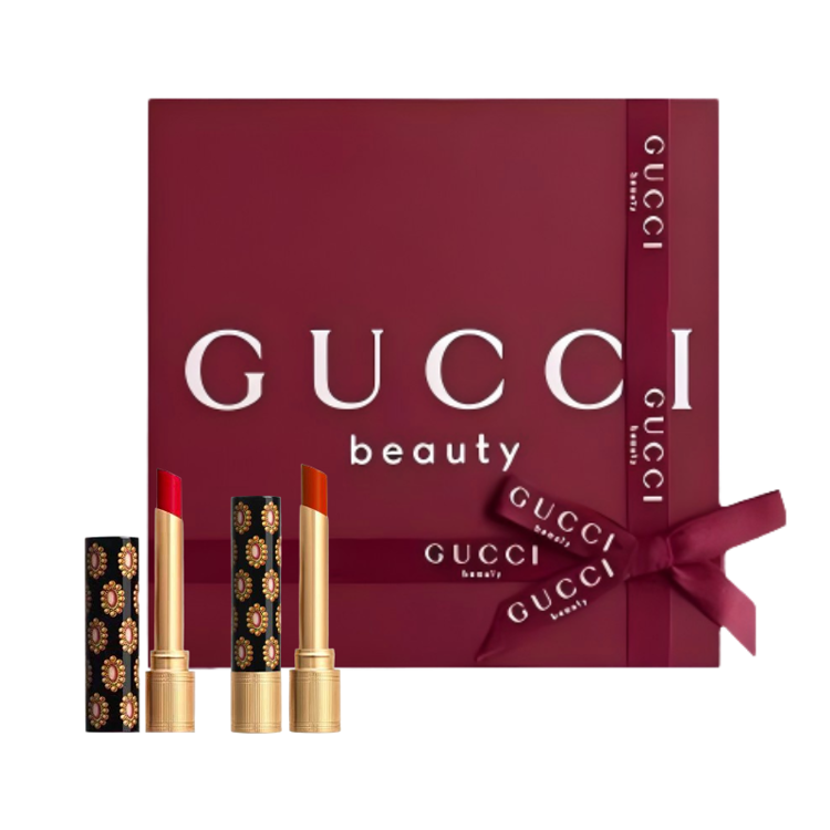 

Подарочный набор Beloved Elegance из двух помад: легко растушевывается и выравнивает тон кожи GUCCI, luminous #515+luminous #25+красный box