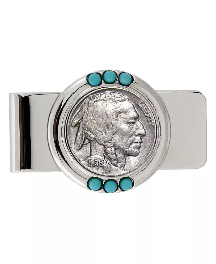 

Мужской зажим для монет Buffalo Nickel Turquoise American Coin Treasures