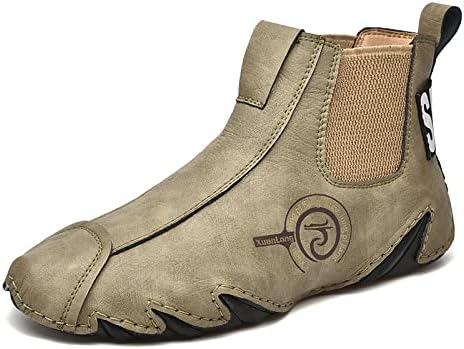 

Винтажные высокие кожаные повседневные ботинки, легкие и удобные, мужские ручной работы, челси Lhyxu, хаки