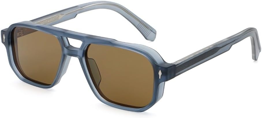 

поляризованные солнцезащитные очки для вождения, квадратные мужские, с двойной перемычкой, квадратные солнцезащитные очки для женщин, защита от ультрафиолета UV400, серые, коричневые, из ацетата, подарок WNCKSQ, Blue With Brown