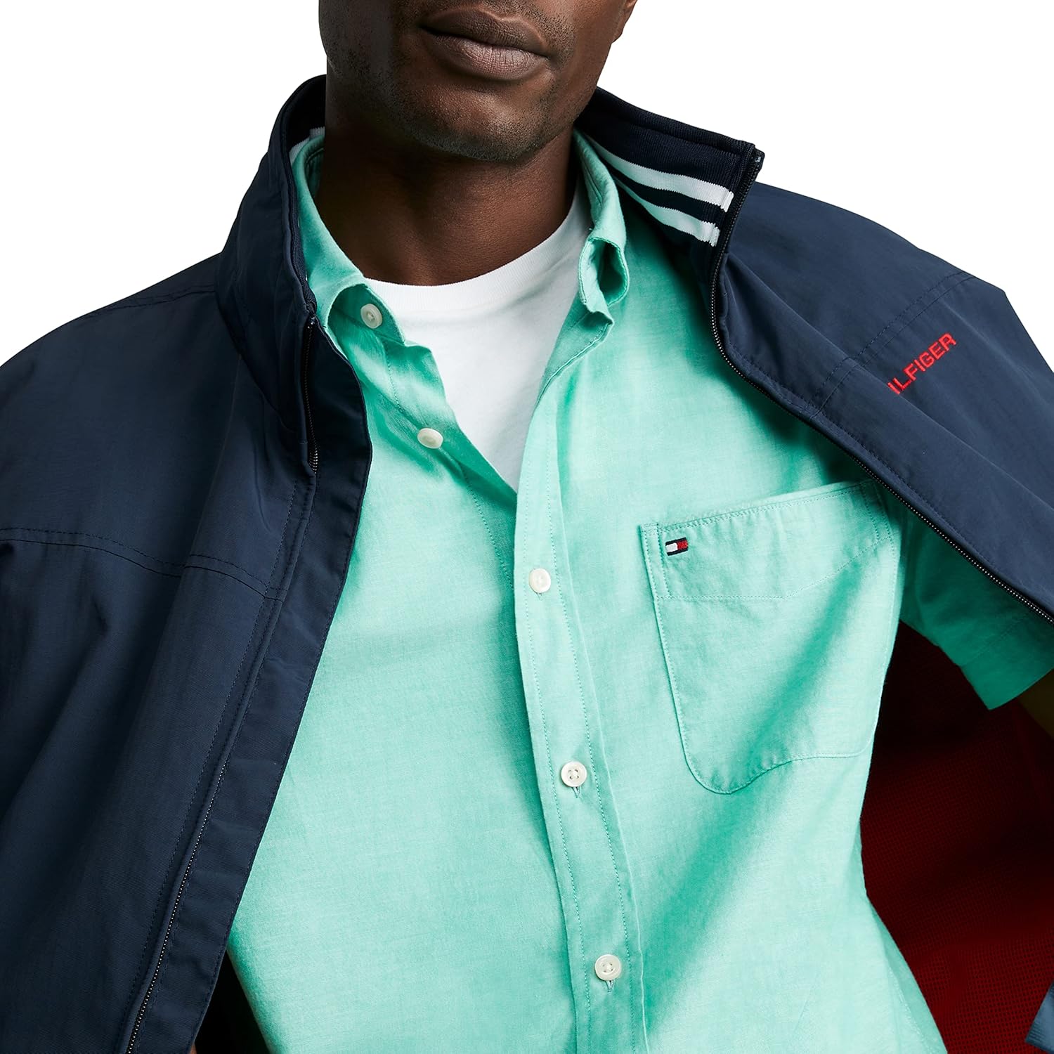 Мужская повседневная рубашка Tommy Hilfiger с коротким рукавом и застежкой на пуговицы, индивидуальная посадка, Primary Green — фото 3