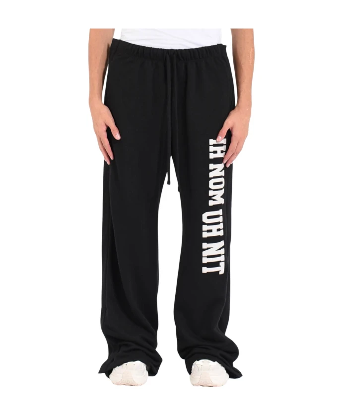 

Широкие брюки из хлопкового флиса с логотипом Ih Nom Uh Nit, черный