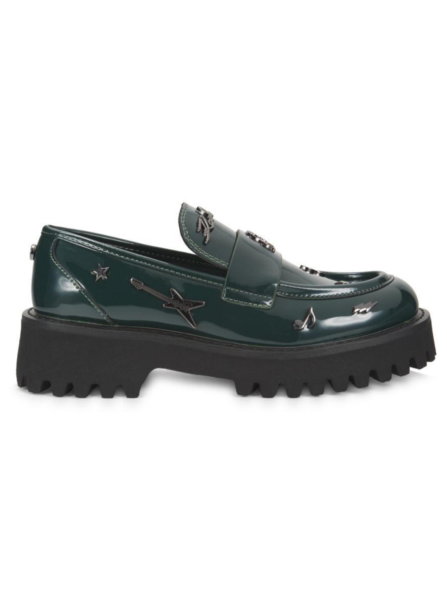 Блестящие мокасины с аппликацией логотипа Gaston Rocker Karl Lagerfeld Paris, цвет Forest Green