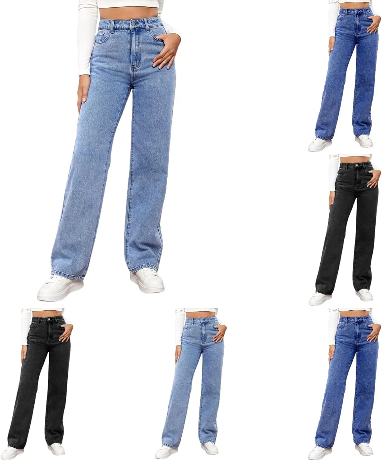 

Женские джинсы прямого кроя с эффектом контроля живота, высокие и эластичные HBDHEJL