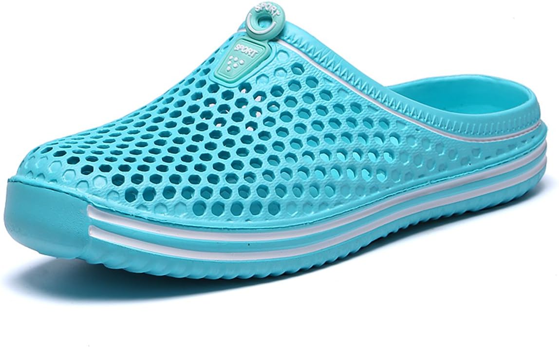 

Женские и мужские тапочки для ванной, садовые, с нескользящей подошвой и отверстиями, дышащие, легкие, универсальные пляжные сандалии, быстро сохнущие, для пары, для дома и улицы ILINXUAN, светло-голубой