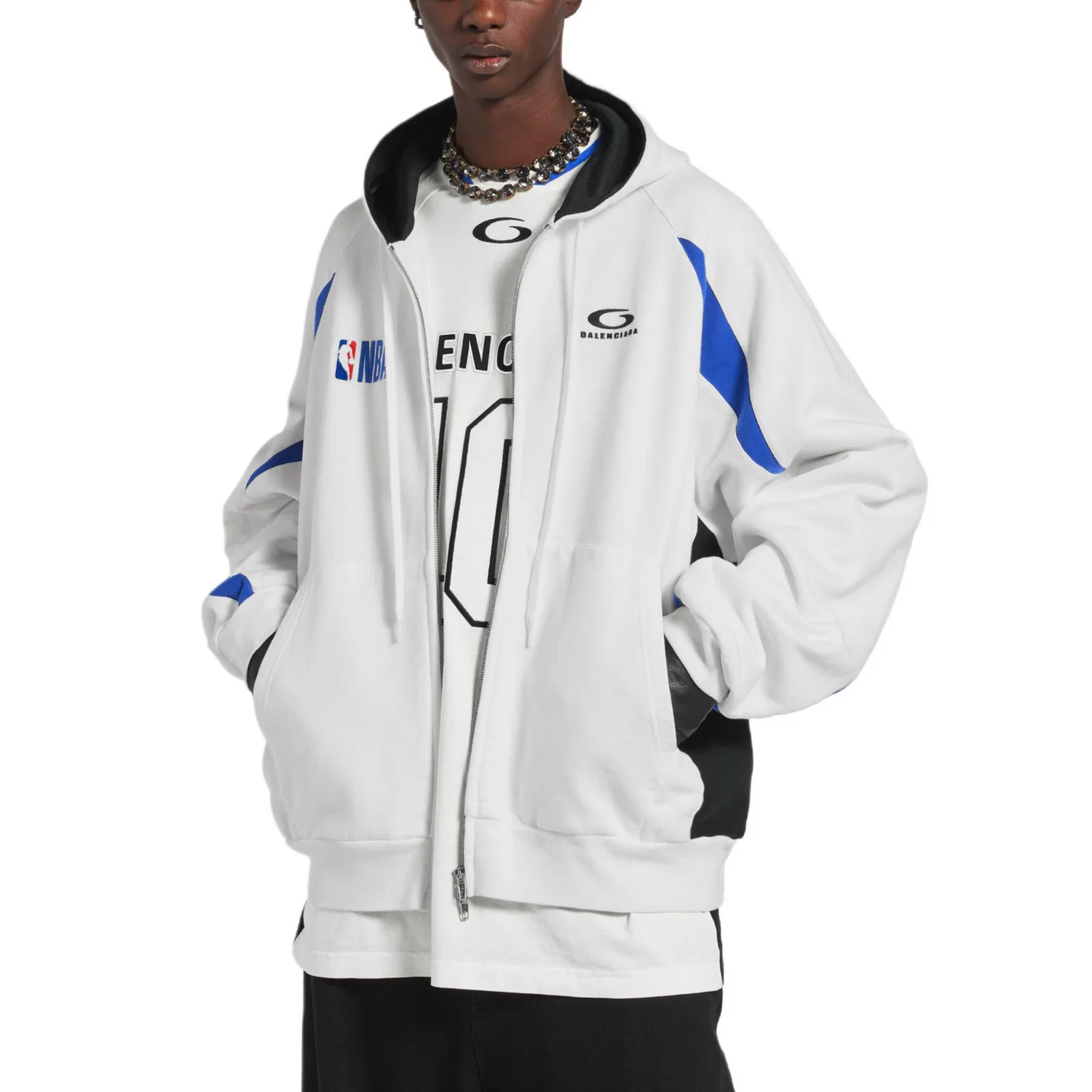 Толстовка Balenciaga x Nba Collaboration Oversized Zip-Up, белый/мультиколор — фото 2