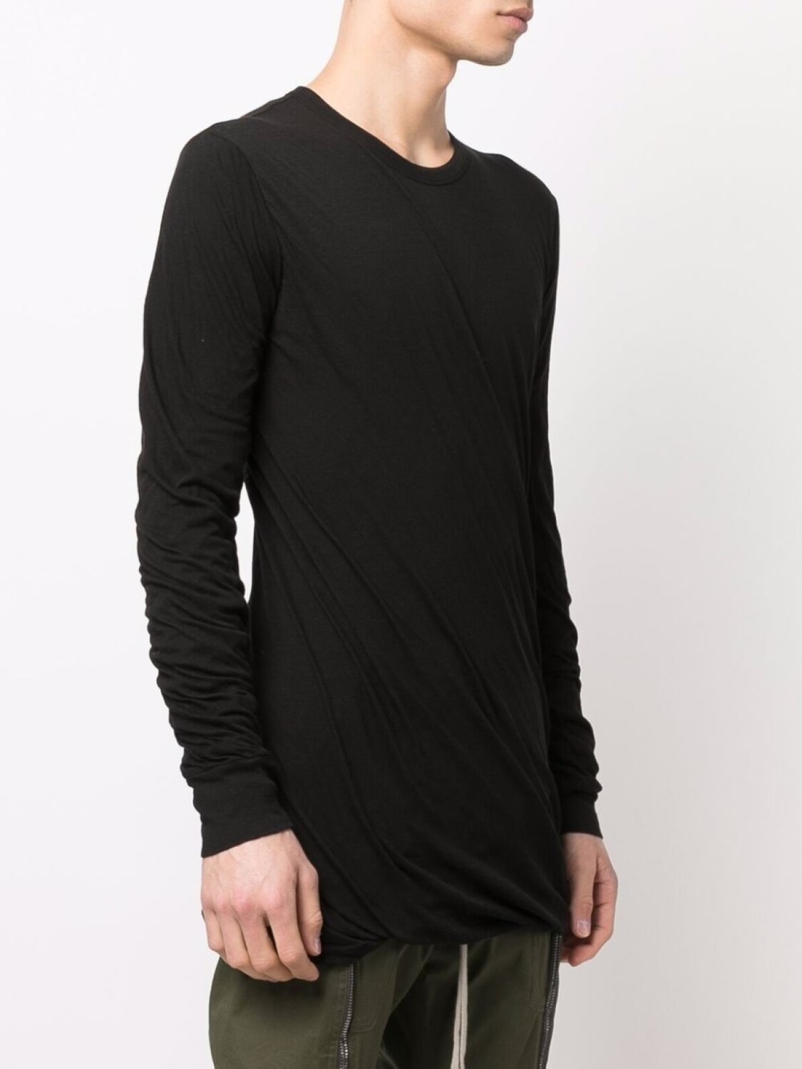 Rick Owens футболка с длинными рукавами и сборками, черный — фото 3