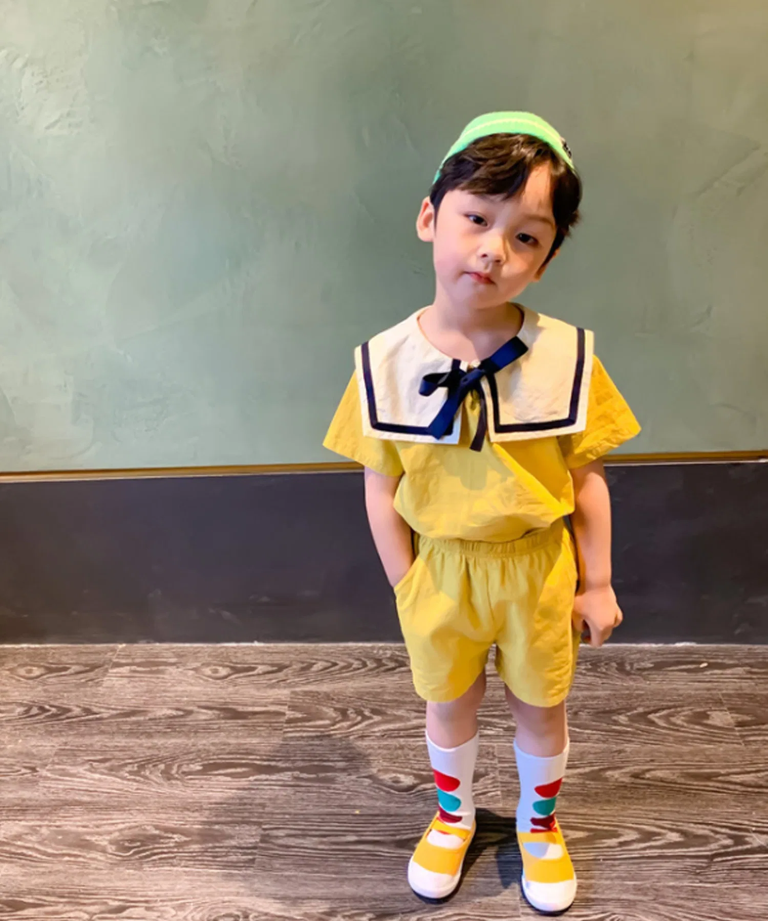 【aimoha-KIDS-】Супер милый летний комплект одежды с матросскими воротниками для братьев и сестер (SS)