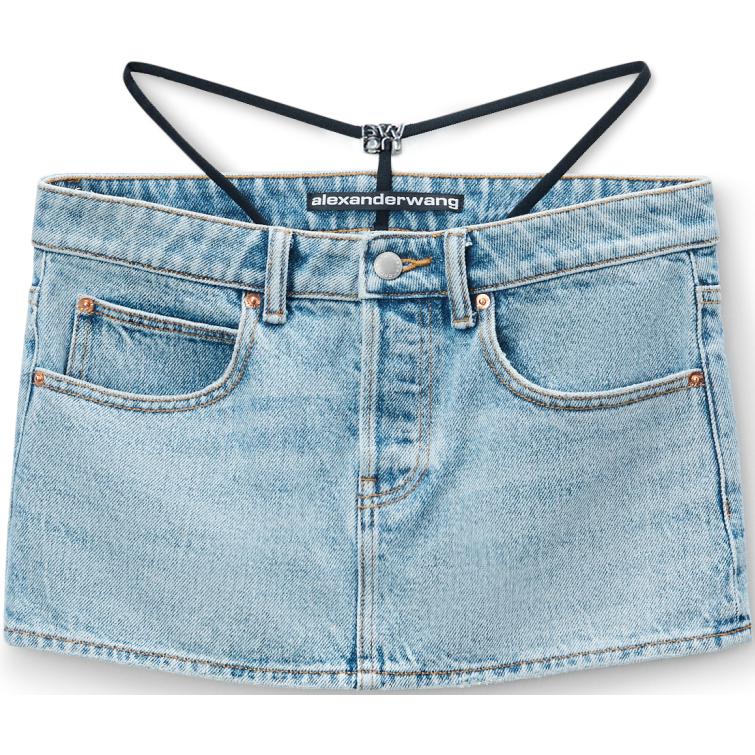 

Футболка с ремешком Низкая посадка Джинсовая юбка Alexander Wang, Синий