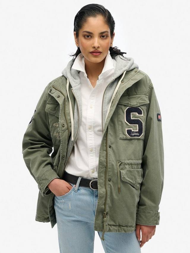 

Куртка Superdry комбинированная с капюшоном, зеленый