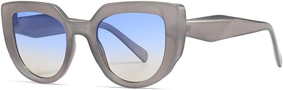 

Ретро двухцветные солнцезащитные очки «кошачий глаз» для женщин, ромбовидные дужки, винтажные солнцезащитные очки для женщин и мужчин с защитой от УФ-излучения UV400 LANGSER, Grey Blue