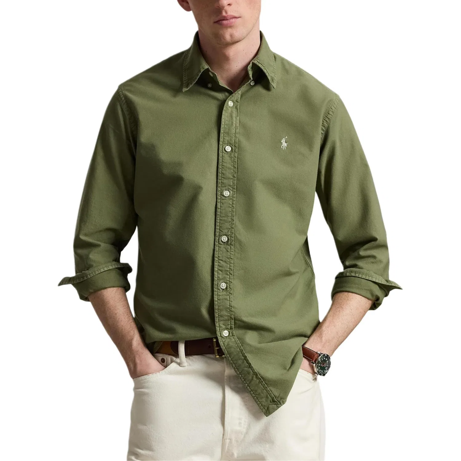 Рубашка Polo Ralph Lauren зеленая — фото 3