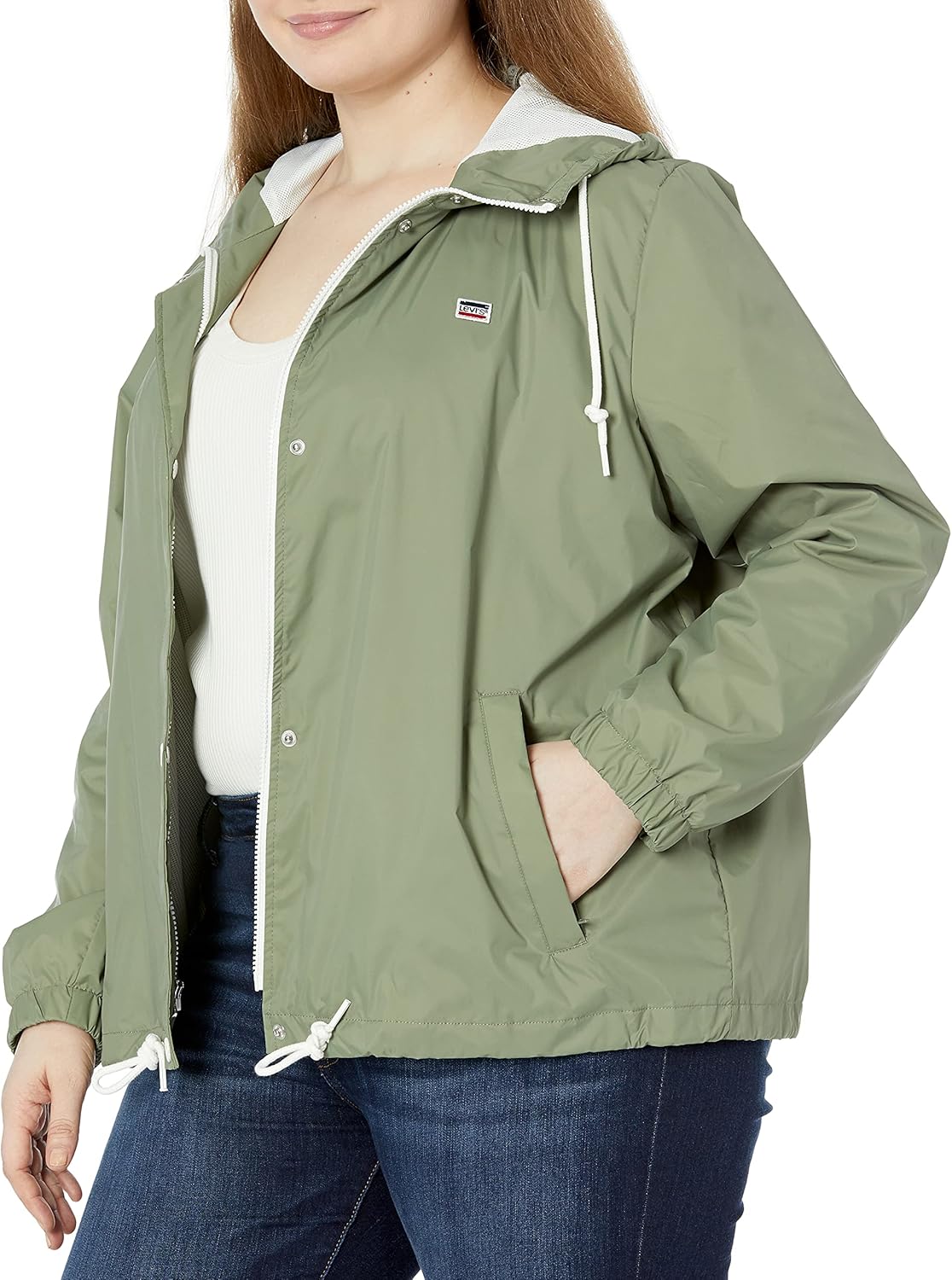 

Levi's Женская винтажная ветровка-дождевик с капюшоном, Sea Spray Green