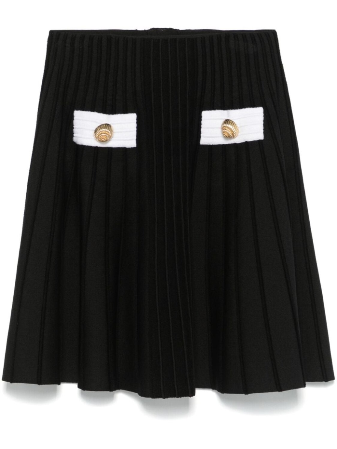 

Мини-юбка Balmain из трикотажной ткани в рубчик, черный